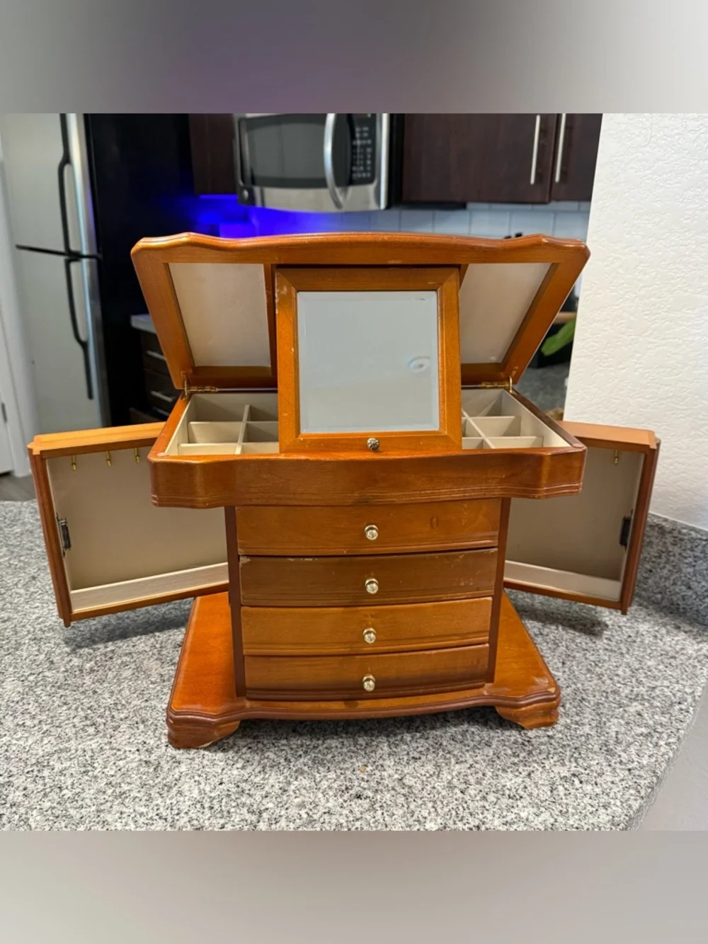 VTG Melin Wooden Jewelry Armoire Box Large Vanity Organizer 14